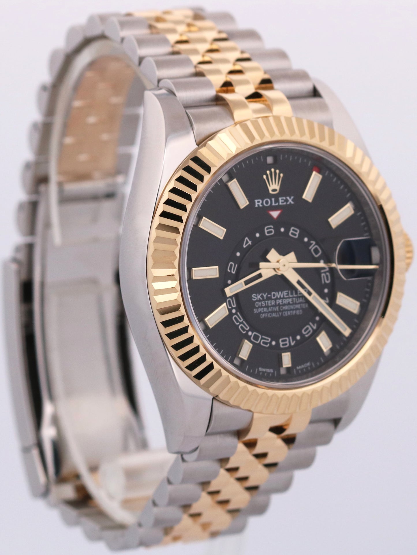 Rolex Sky-Dweller BLACK Two-Tone 18K Yellow Gold Steel JUBILEE 42mm 326933 Watch
