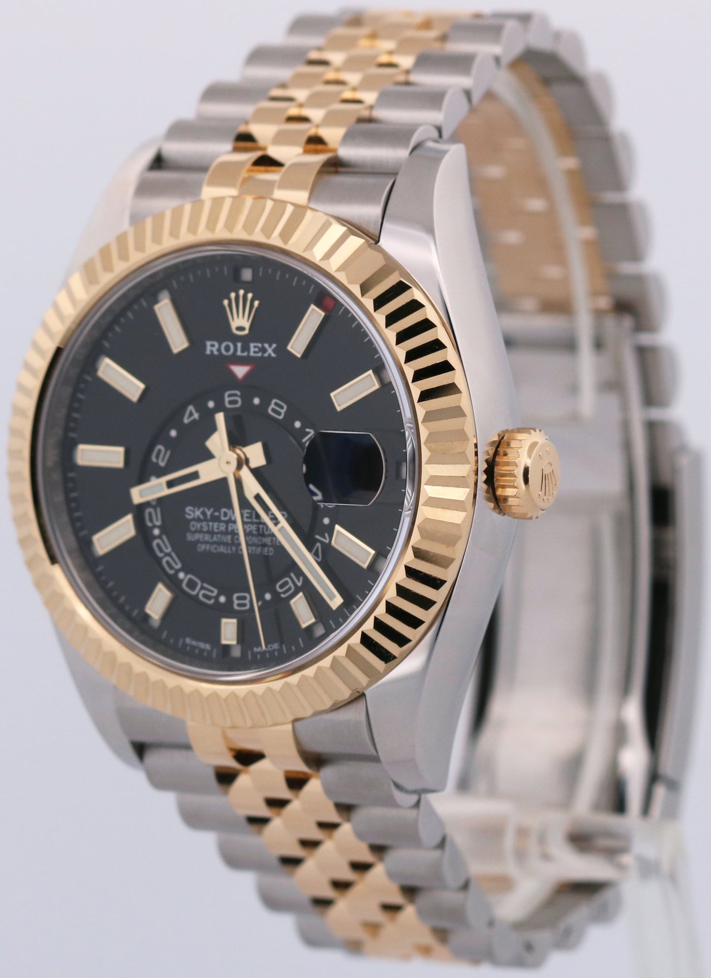 Rolex Sky-Dweller BLACK Two-Tone 18K Yellow Gold Steel JUBILEE 42mm 326933 Watch
