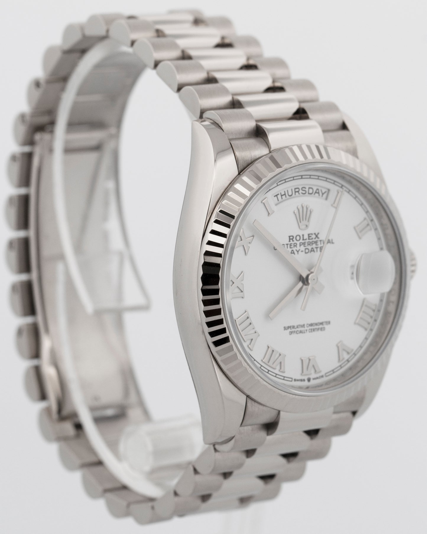 Rolex Day-Date President WHITE Roman 18K White Gold 36mm 128239 Watch