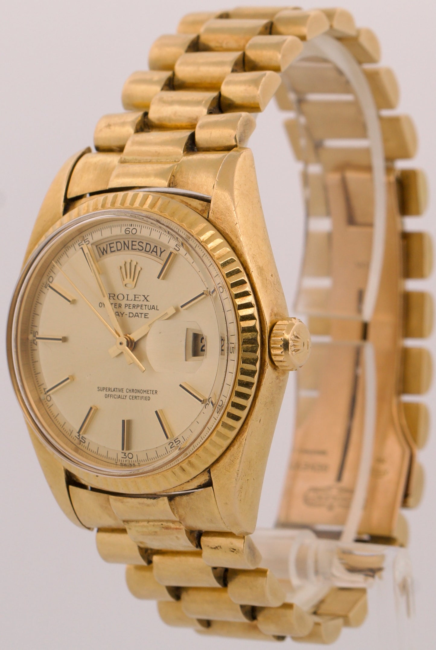 1978 Rolex Day-Date President CHAMPAGNE Fluted 36mm 18K Yellow Gold Watch 18038