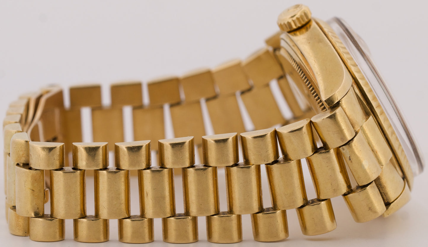 1978 Rolex Day-Date President CHAMPAGNE Fluted 36mm 18K Yellow Gold Watch 18038