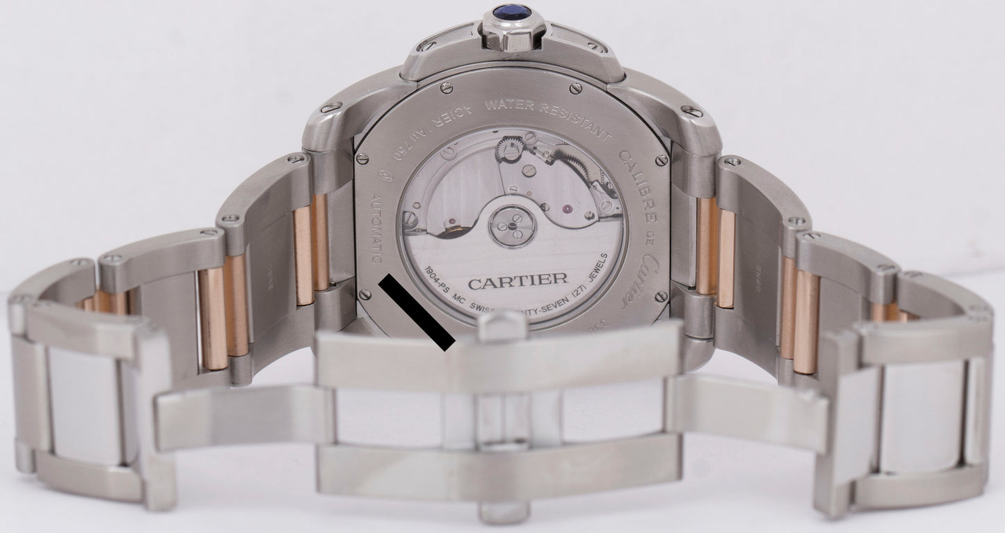 MINT PAPERS Cartier Calibre 42mm Two-Tone Rose Gold Watch 3389 / W7100036 BOX