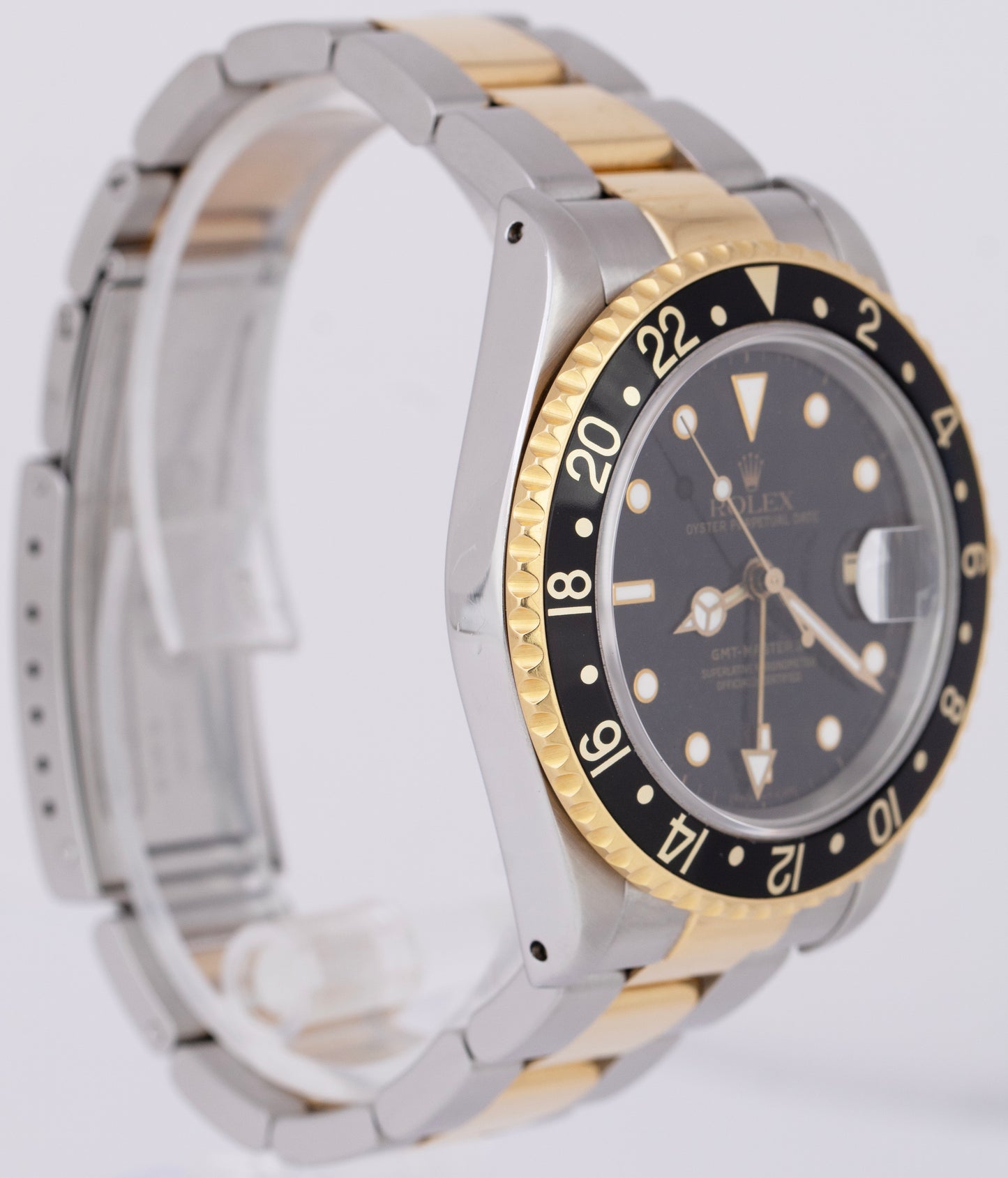 Rolex GMT-Master II Black FROZEN Dial 40mm Two-Tone 18K Gold Oyster Watch 16713