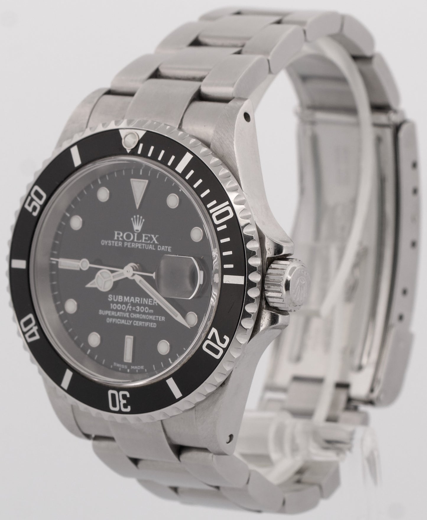2000 Rolex Submariner Date BLACK Stainless Steel 40mm Oyster Dive Watch 16610