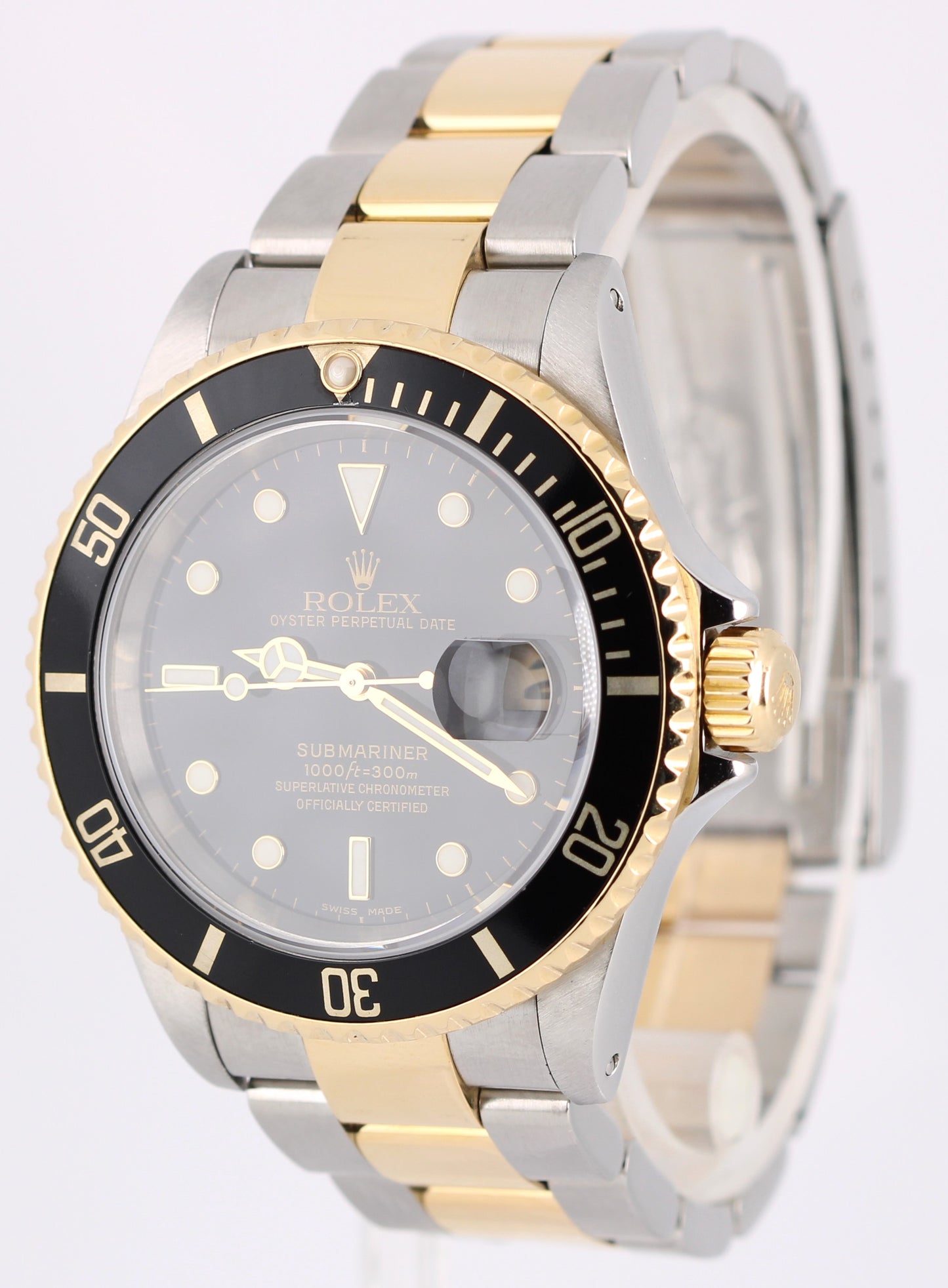 Rolex Submariner Date Two-Tone 18k Yellow Gold Steel Black 40mm 16613 Watch