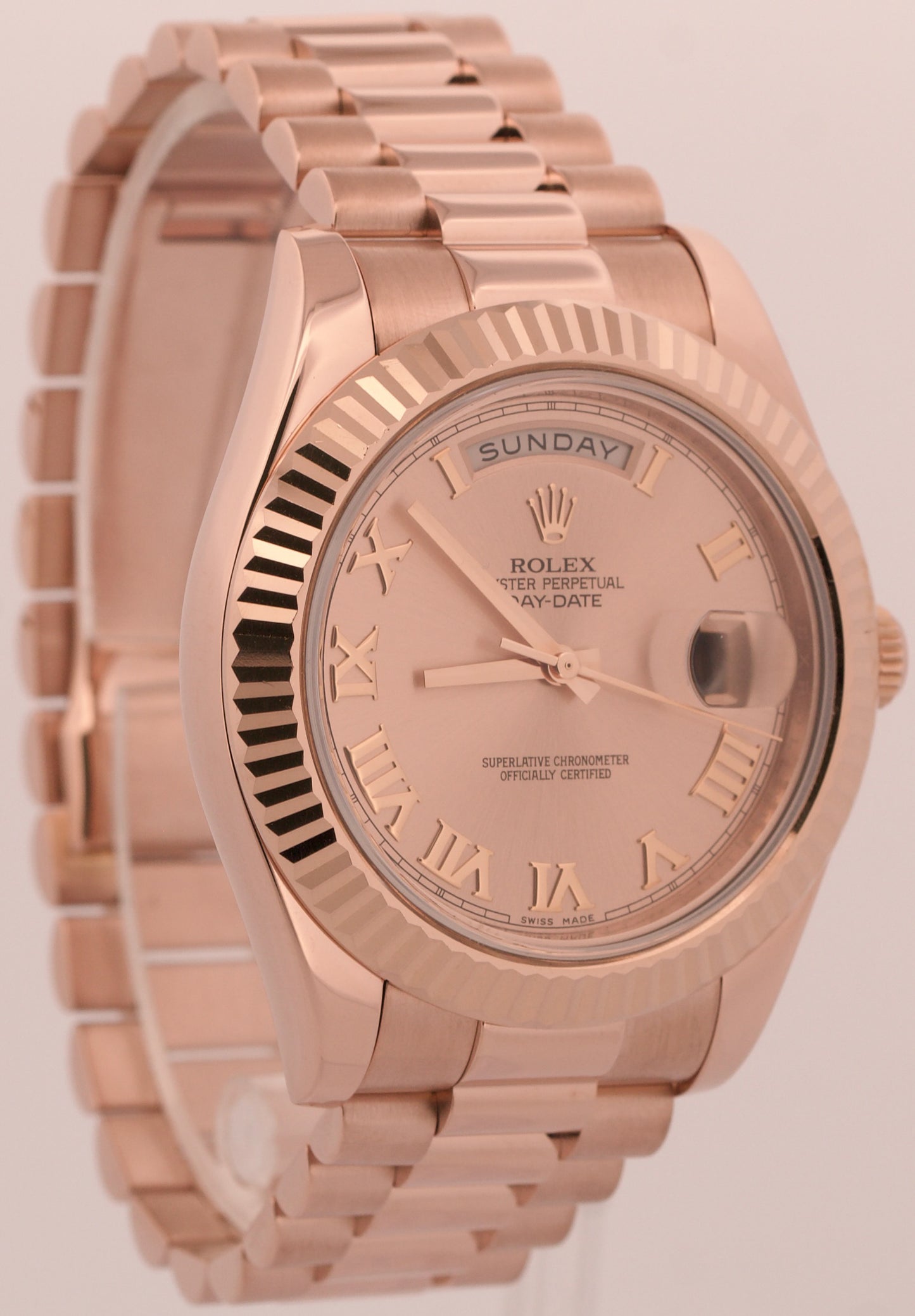 2015 PAPERS Rolex Day-Date II President 41mm PINK ROMAN 18K Rose Gold 218235 BOX