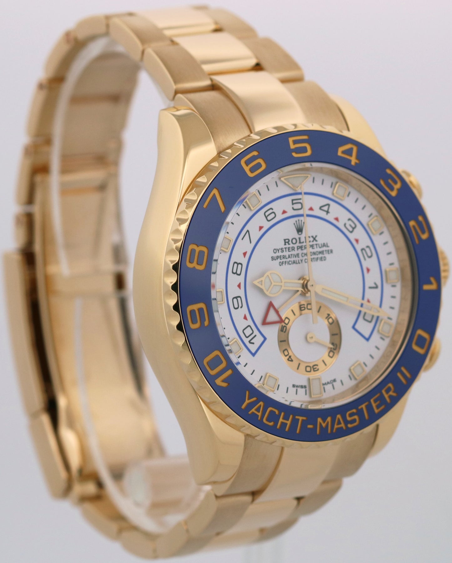 2025 CPO PAPERS Rolex Yacht-Master II WHITE 18K Yellow Gold Blue 44mm 116688 BOX