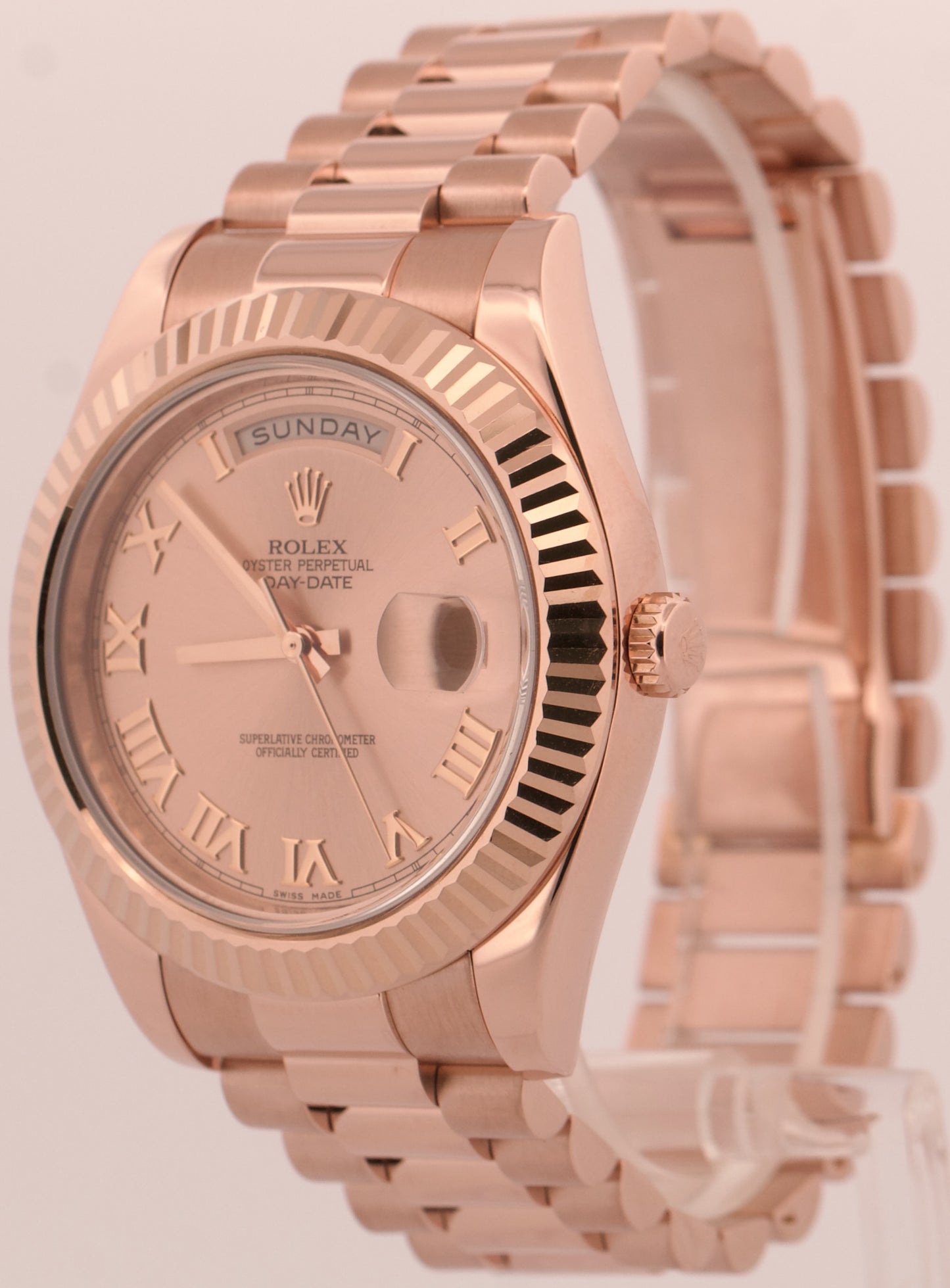 2015 PAPERS Rolex Day-Date II President 41mm PINK ROMAN 18K Rose Gold 218235 BOX