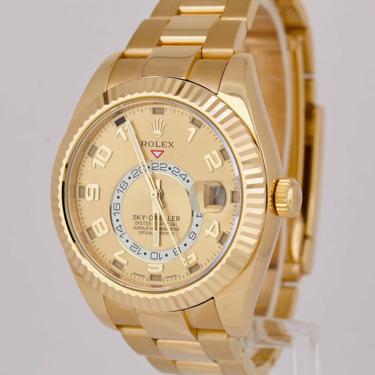 Rolex Sky-Dweller CHAMPAGNE ARABIC 18K Yellow Gold Oyster 42mm Watch 326938 BOX
