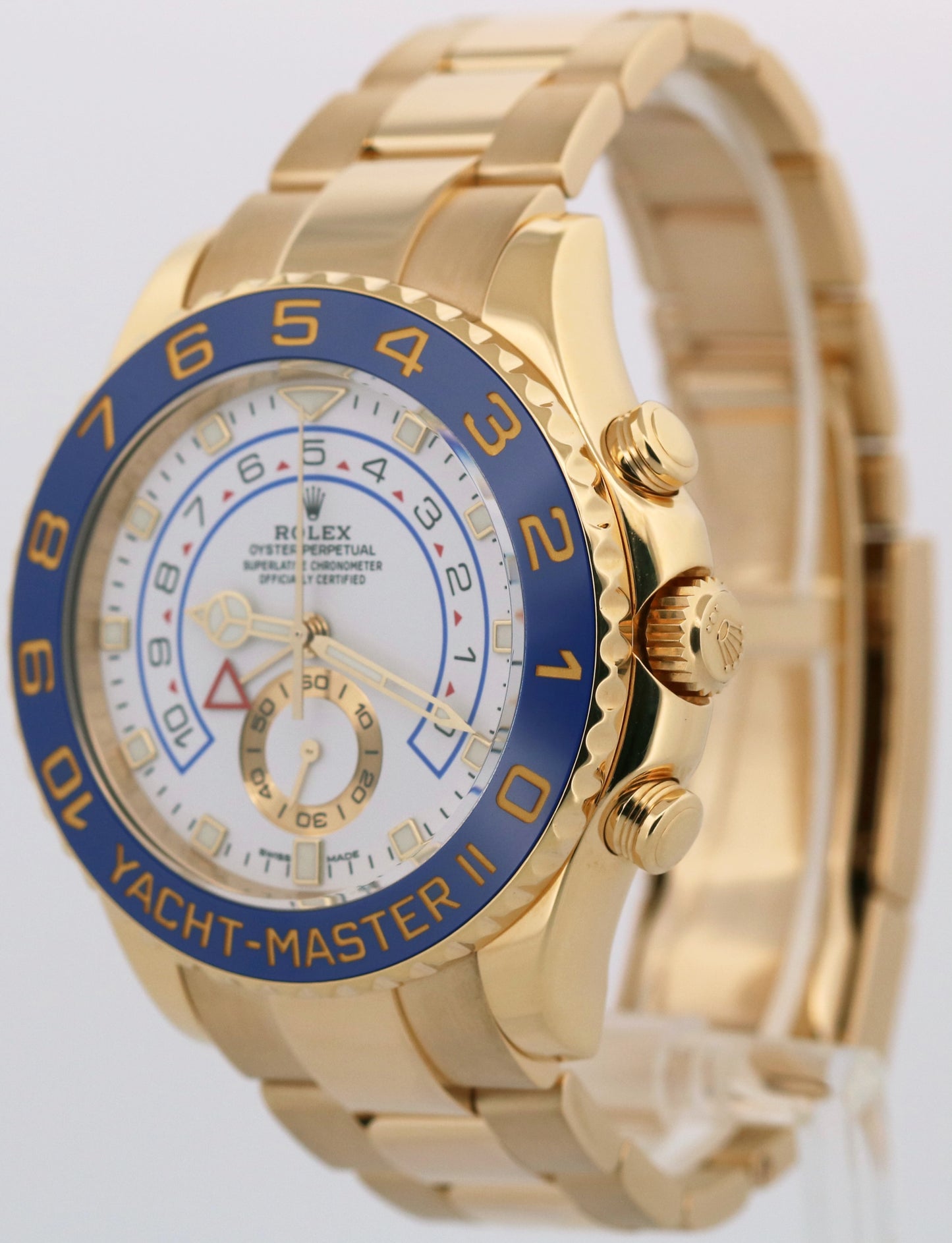2025 CPO PAPERS Rolex Yacht-Master II WHITE 18K Yellow Gold Blue 44mm 116688 BOX