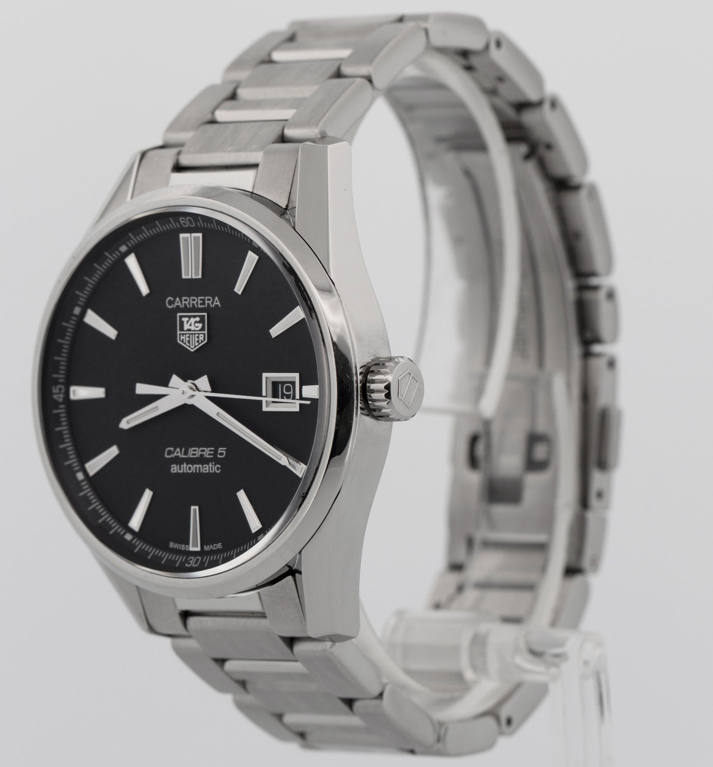 Tag Heuer Carrera 39mm Stainless Steel Black Automatic Watch WAR211A.BA0782