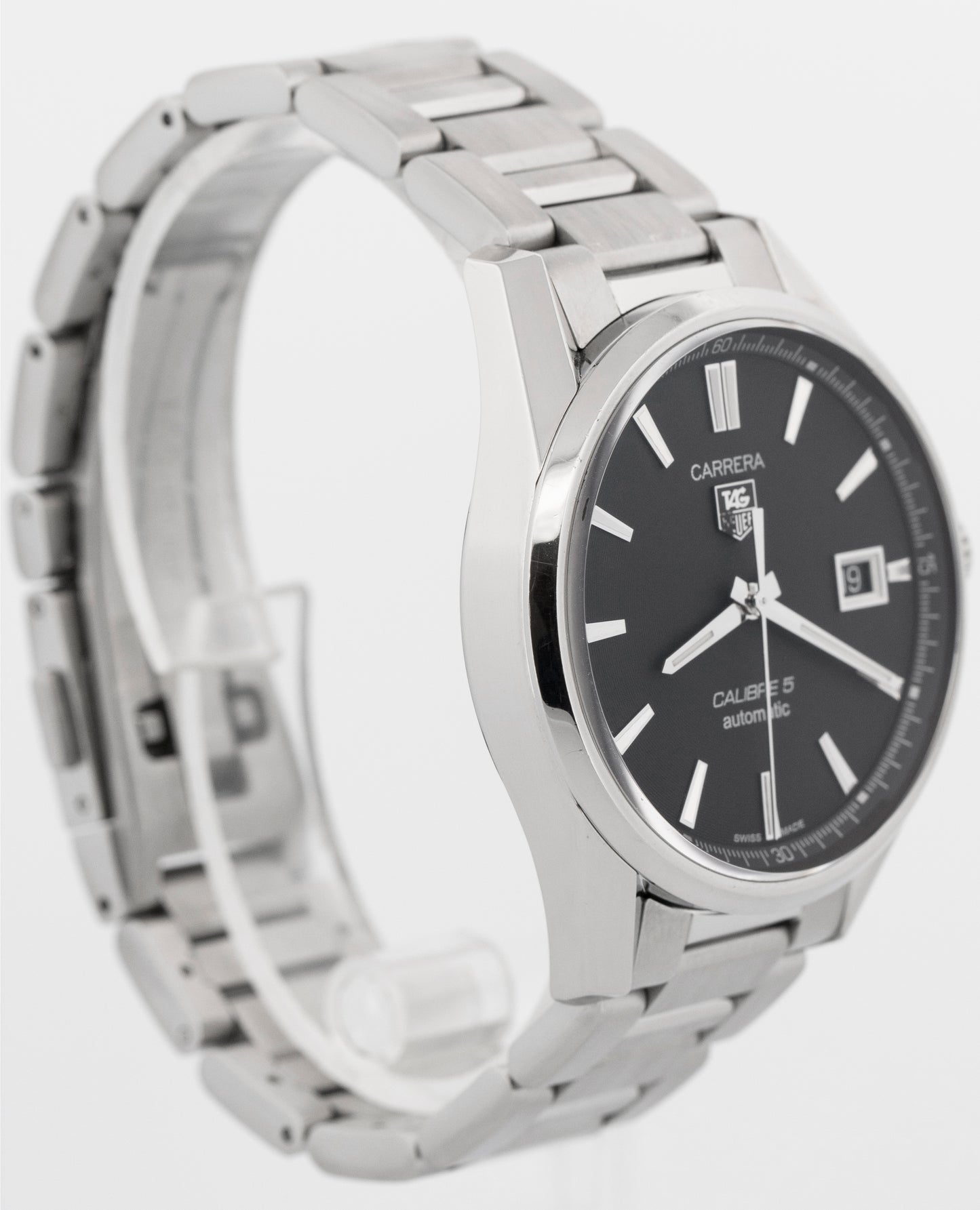 Tag Heuer Carrera 39mm Stainless Steel Black Automatic Watch WAR211A.BA0782