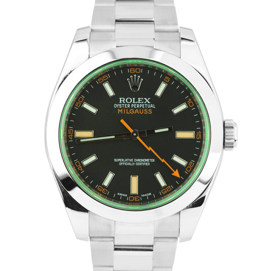 2017 PAPERS Rolex Milgauss 116400GV Green Black Anti-Magnetic Stainless 40mm B+P