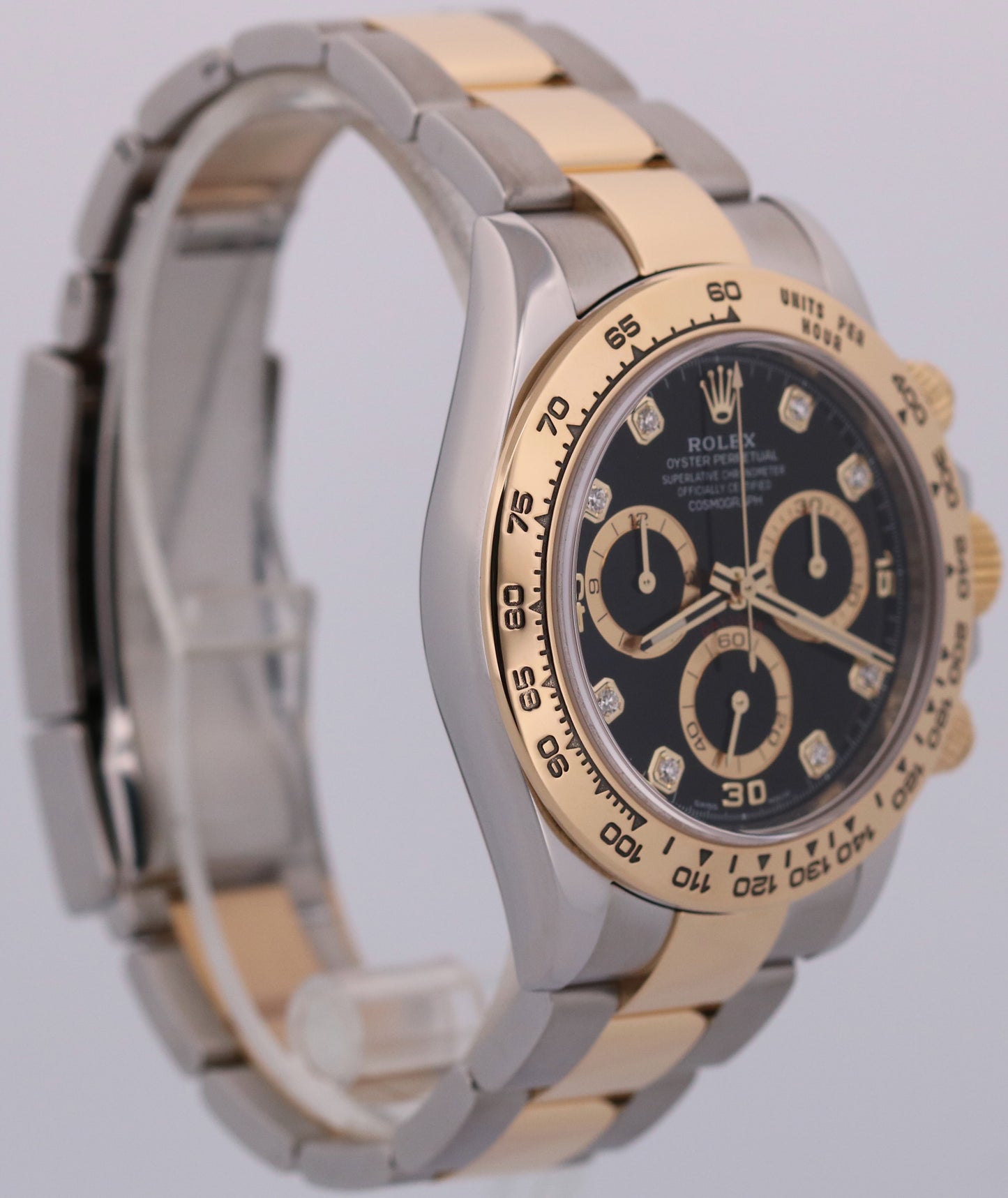 Rolex Daytona BLACK DIAMOND Two-Tone 18K Yellow Gold Stainless Steel 116503 BOX