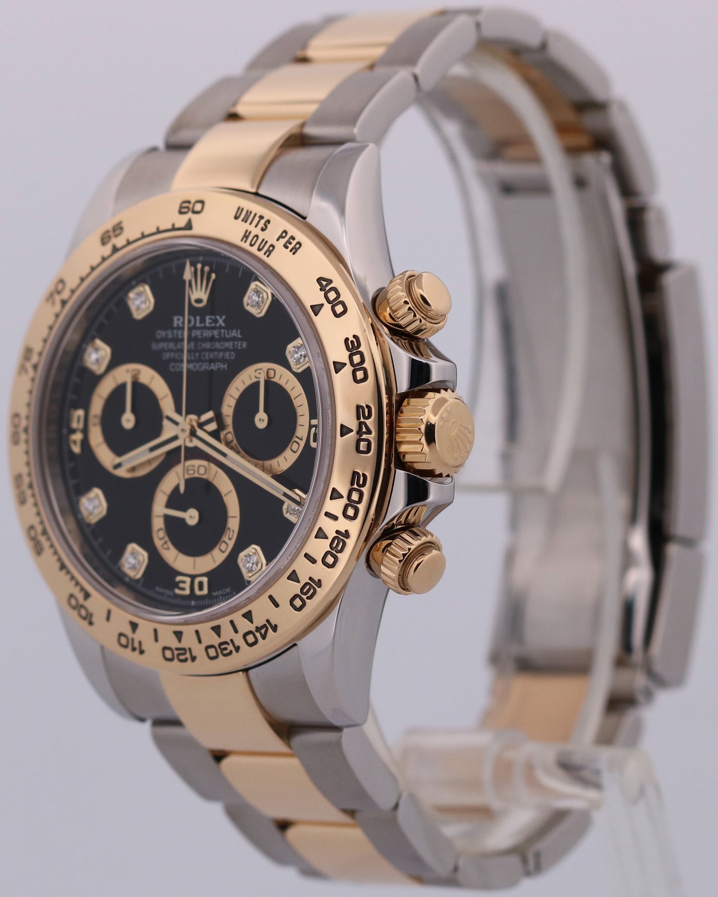 Rolex Daytona BLACK DIAMOND Two-Tone 18K Yellow Gold Stainless Steel 116503 BOX