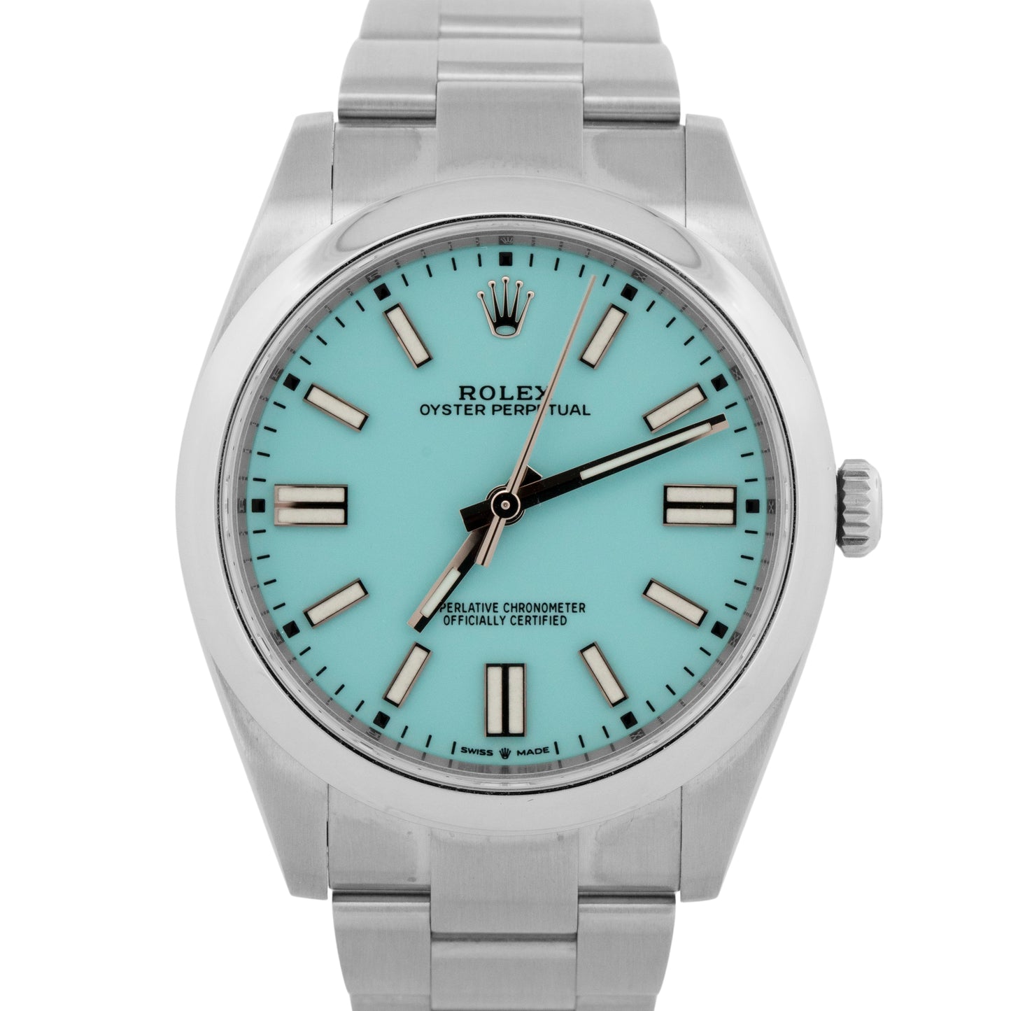 UNPOLISHED 2021 PAPERS Rolex Oyster Perpetual TURQUOISE 41mm 124300 Watch BOX
