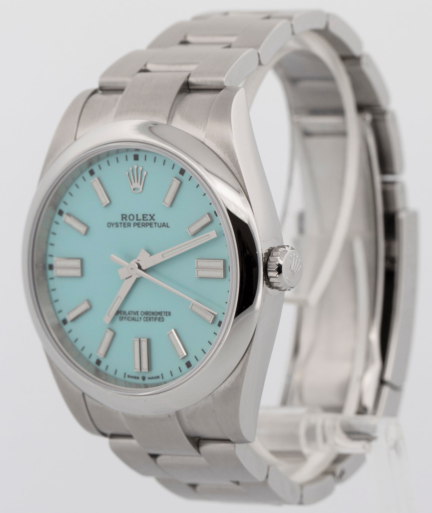 UNPOLISHED 2021 PAPERS Rolex Oyster Perpetual TURQUOISE 41mm 124300 Watch BOX