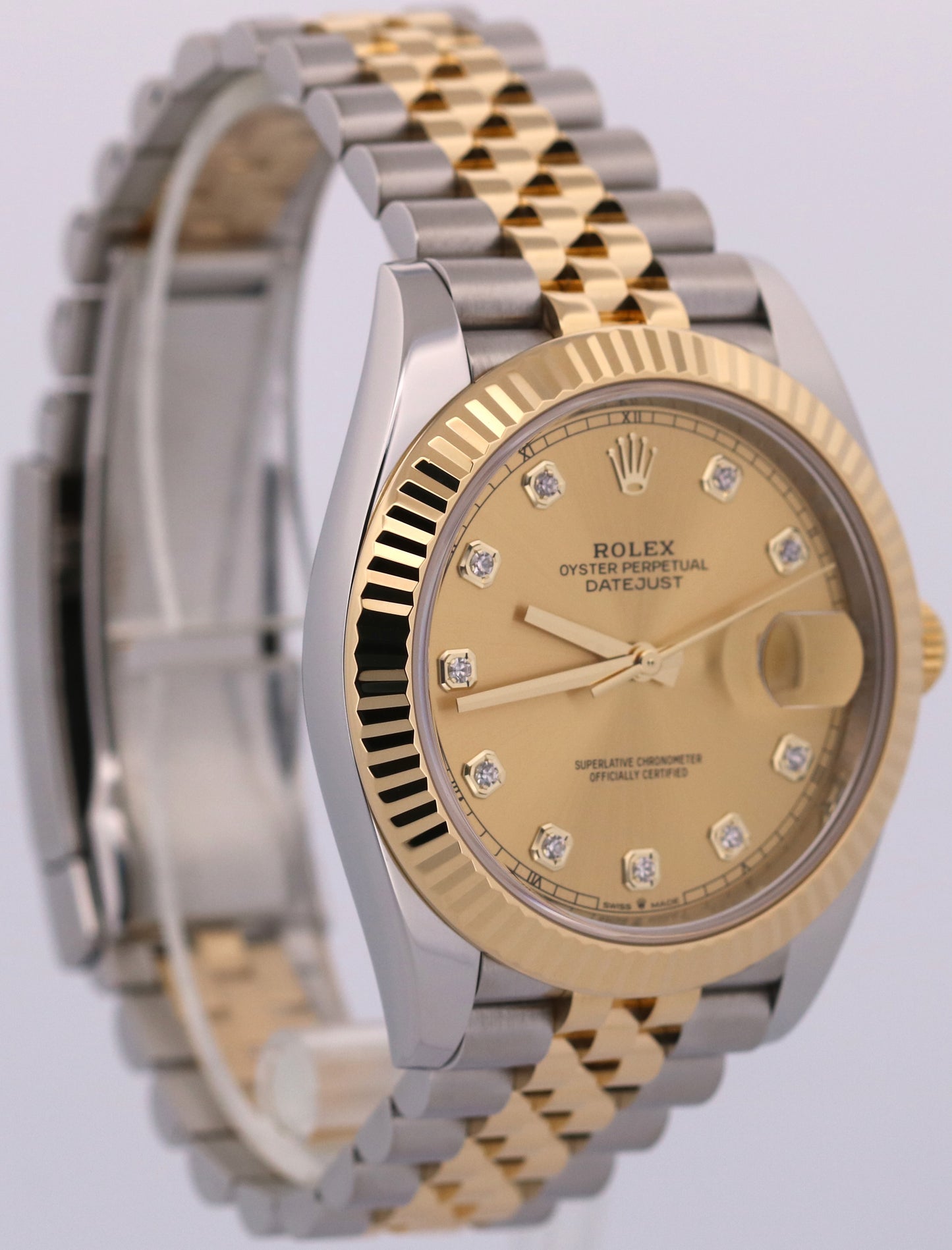 2024 PAPERS Rolex DateJust 41mm CHAMPAGNE DIAMOND 18K Steel JUBILEE 126333 BOX