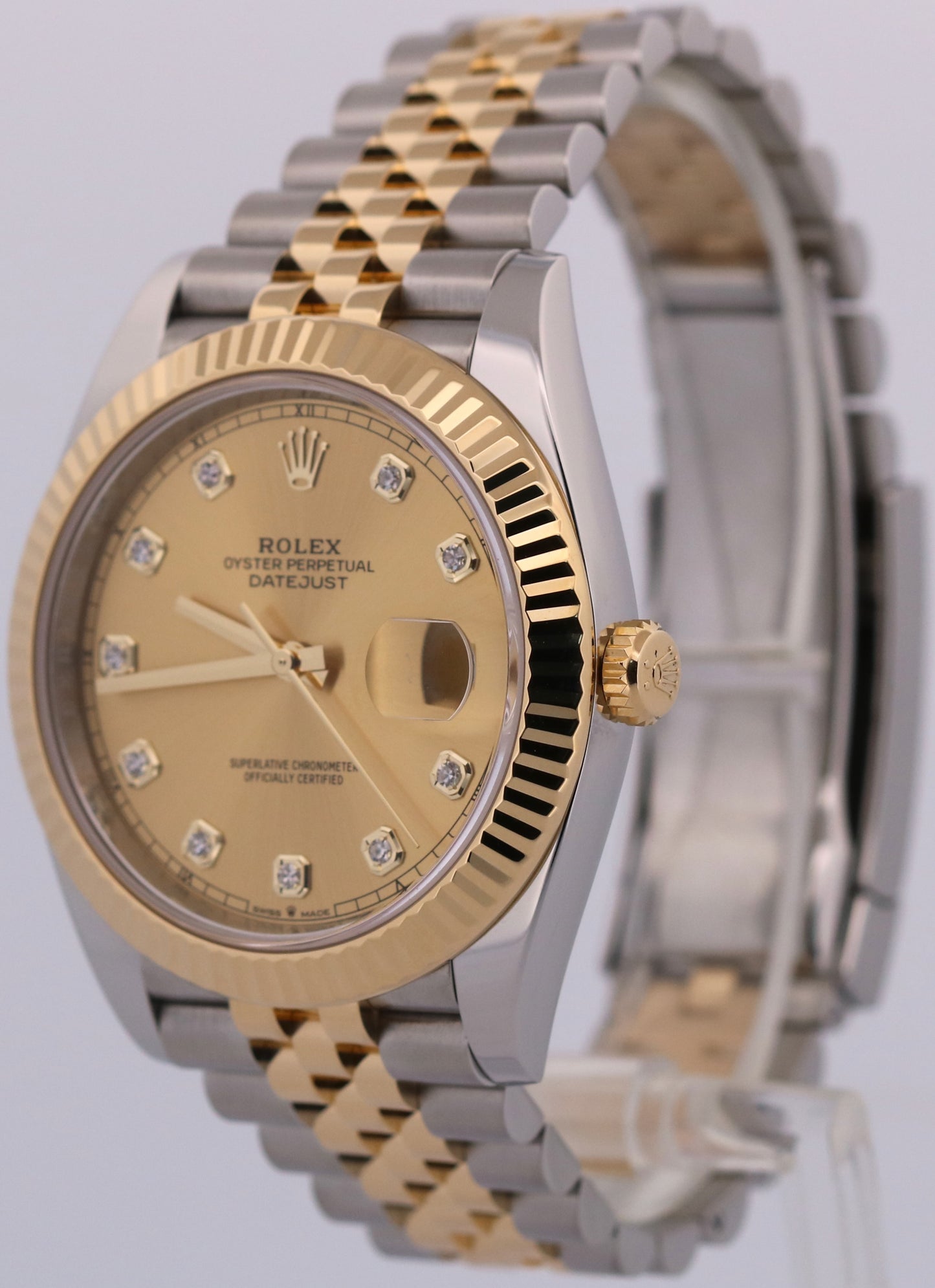 2024 PAPERS Rolex DateJust 41mm CHAMPAGNE DIAMOND 18K Steel JUBILEE 126333 BOX