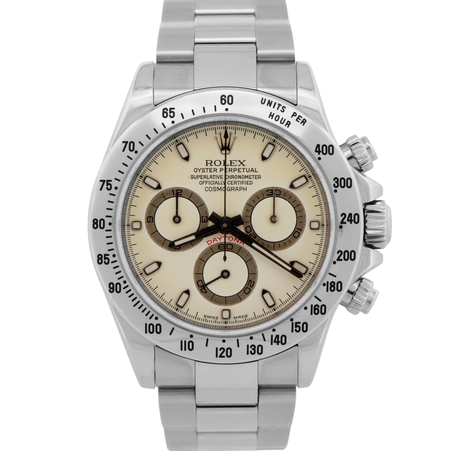 2002 PAPERS Rolex Daytona Cosmograph PANNA CREAM WHITE 40mm 116520 BOX