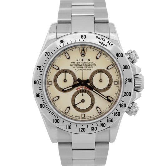 2002 PAPERS Rolex Daytona Cosmograph PANNA CREAM WHITE 40mm 116520 BOX