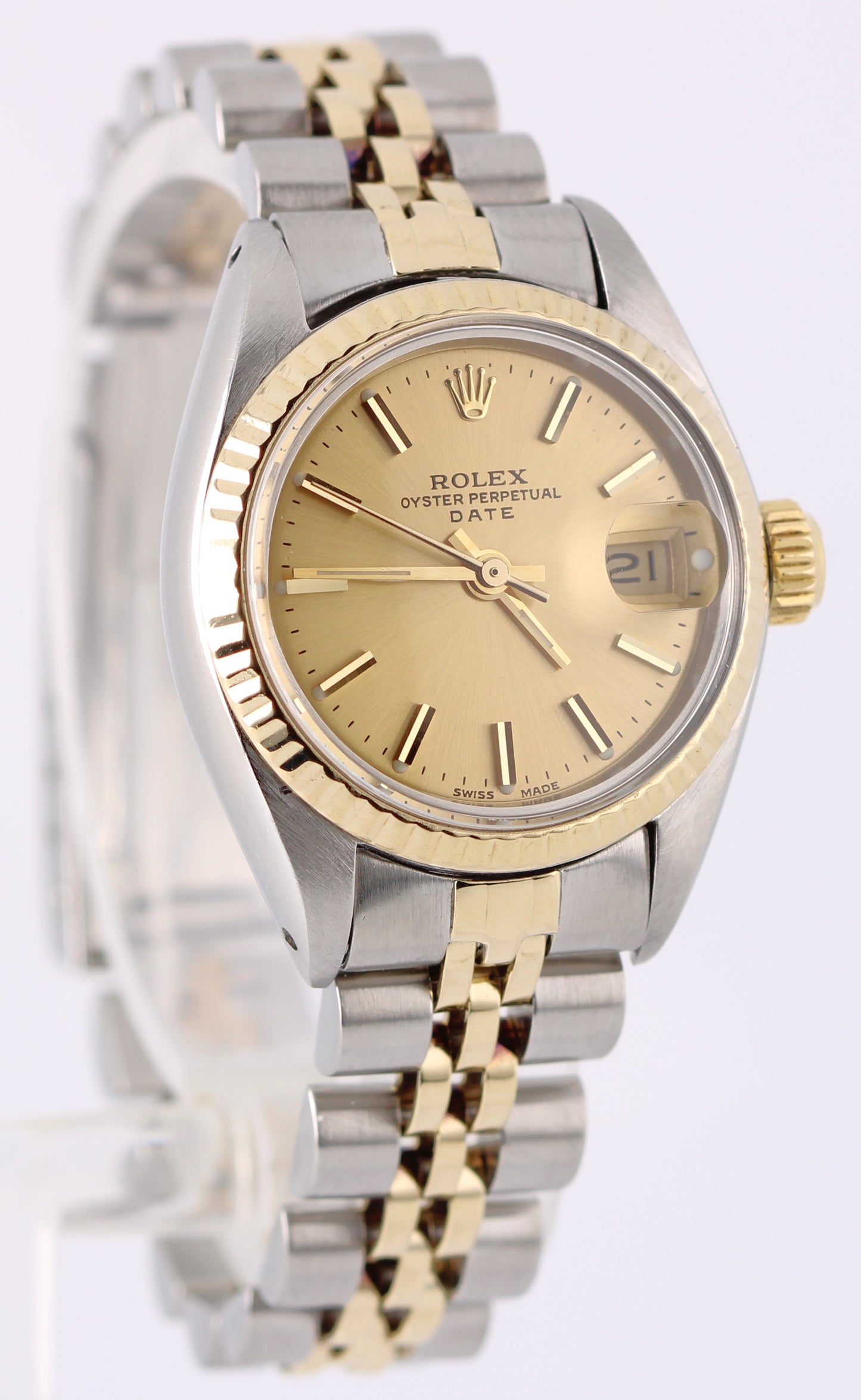 VINTAGE Rolex Oyster Perpetual Date Two-Tone 18k Gold Champagne 26mm 6917 Watch