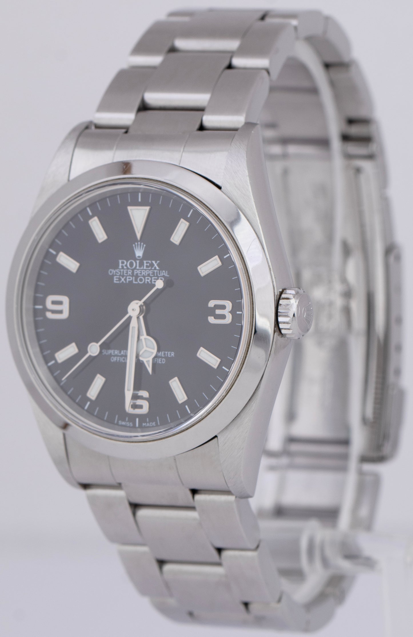 UNPOL. Rolex Explorer I Black 36mm Automatic Stainless 3-6-9 Oyster Watch 14270
