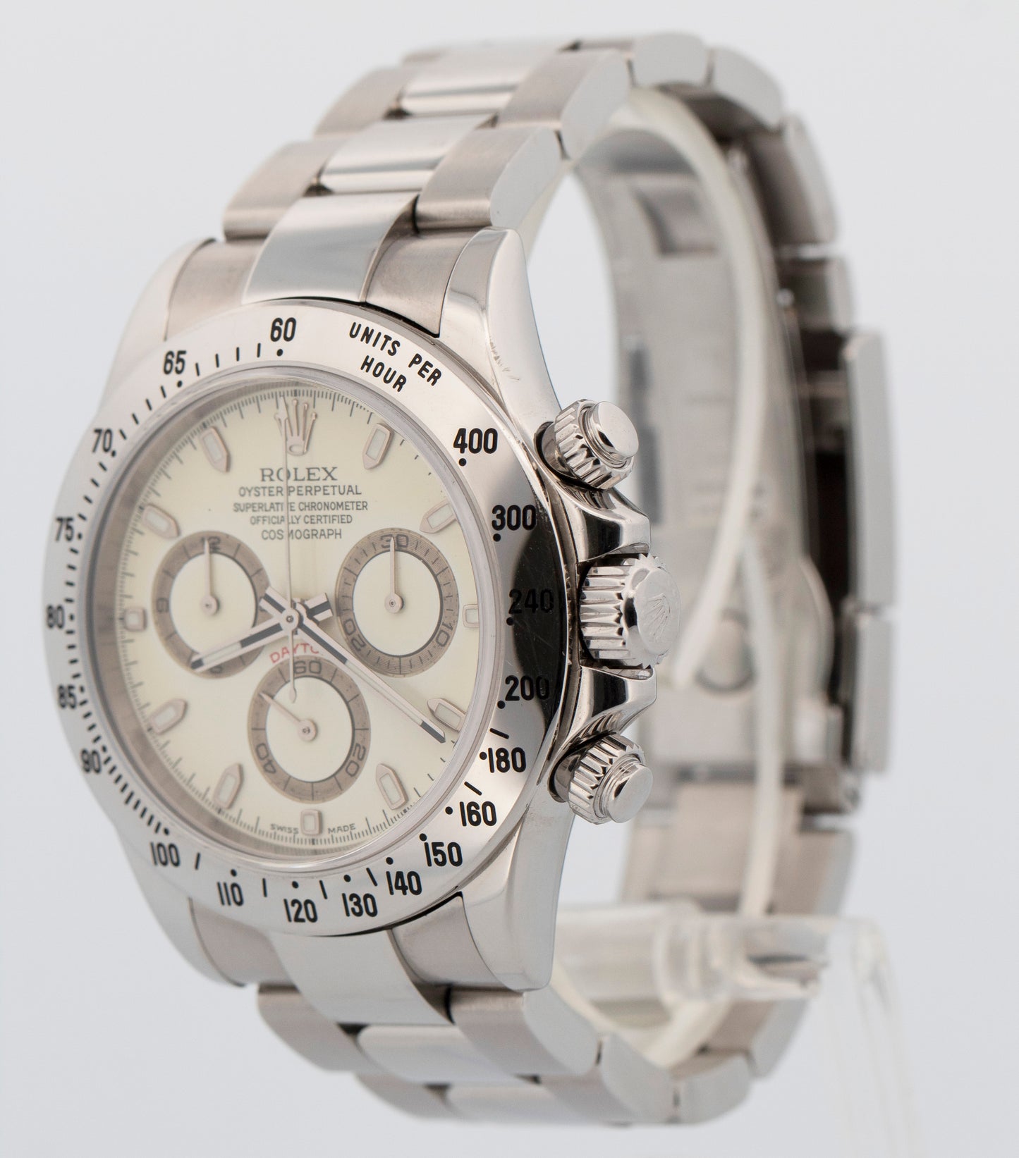 2002 PAPERS Rolex Daytona Cosmograph PANNA CREAM WHITE 40mm 116520 BOX