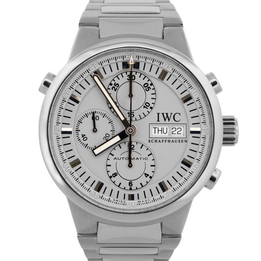IWC GST Rattapante Split Second Chronograph 43mm Silver Automatic Watch IW371508
