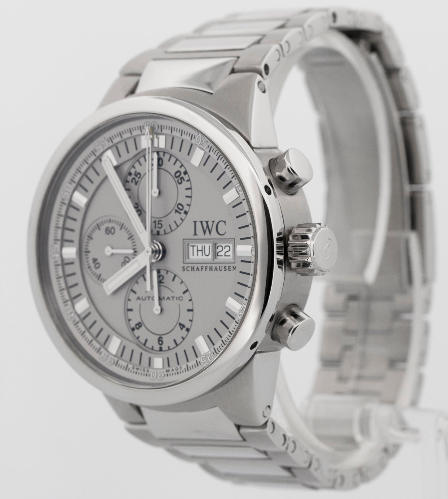 IWC GST Rattapante Split Second Chronograph 43mm Silver Automatic Watch IW371508
