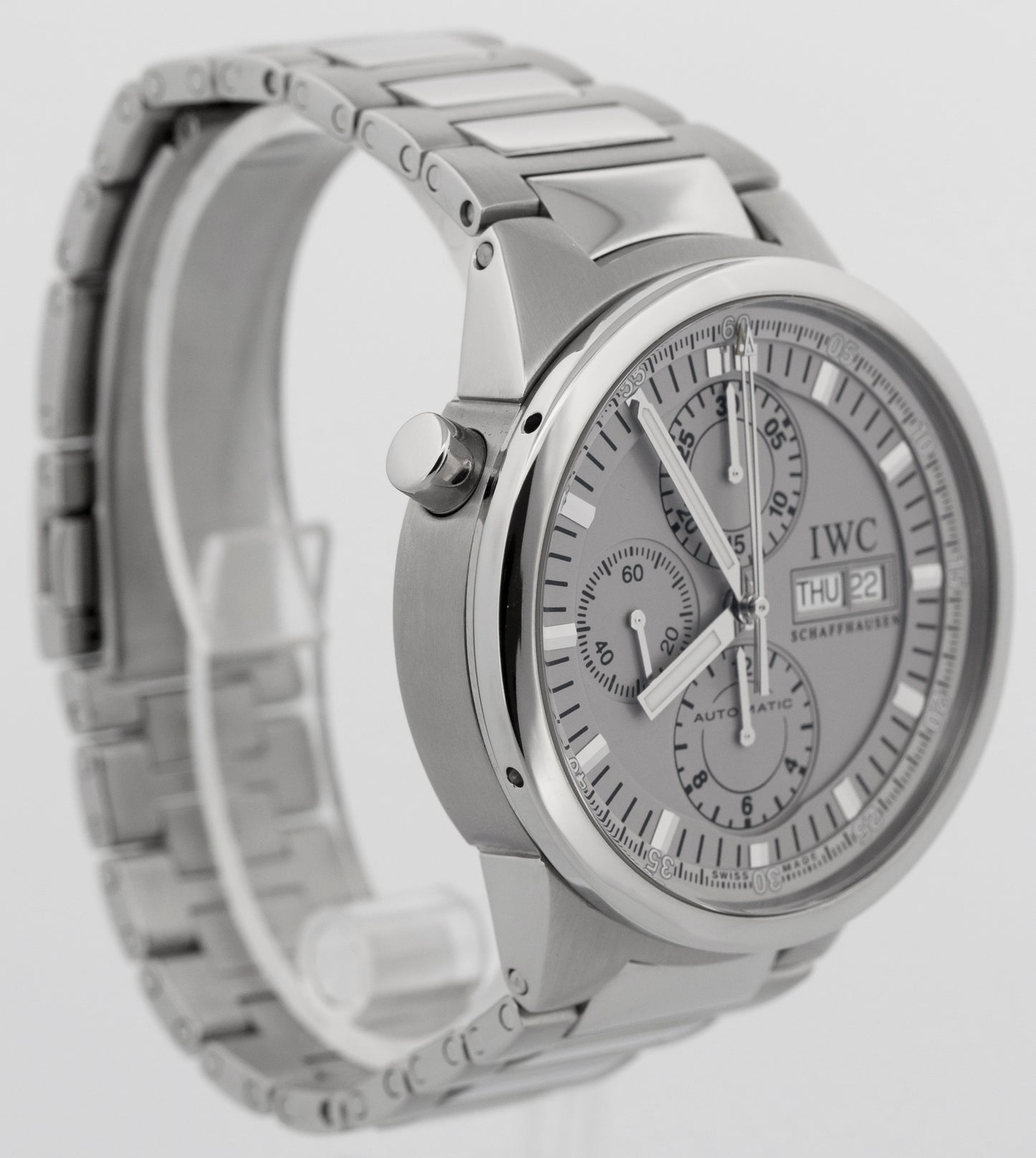 IWC GST Rattapante Split Second Chronograph 43mm Silver Automatic Watch IW371508