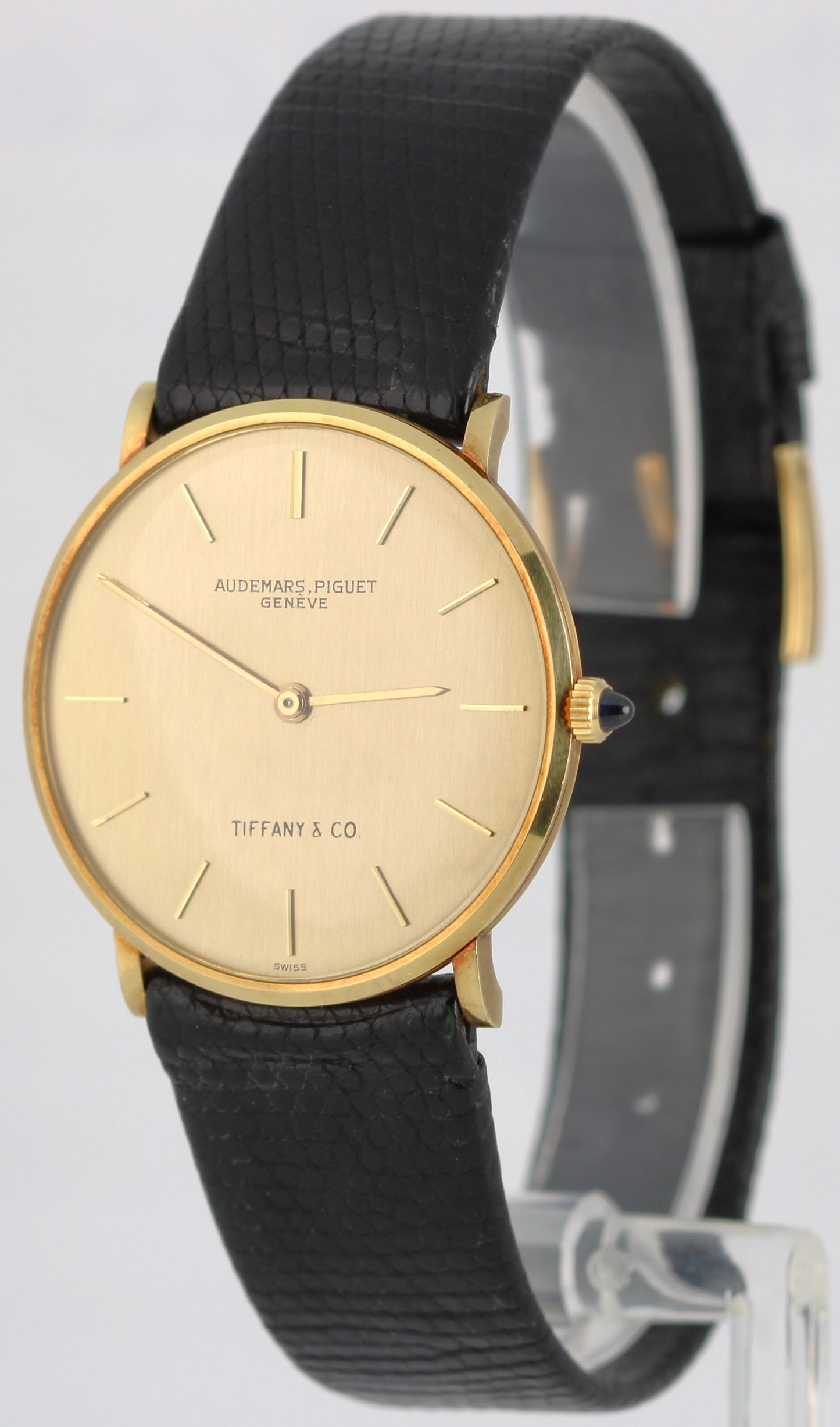 VINTAGE Audemars Piguet Tiffany & Co 18k Yellow Gold 31.5mm Leather Watch