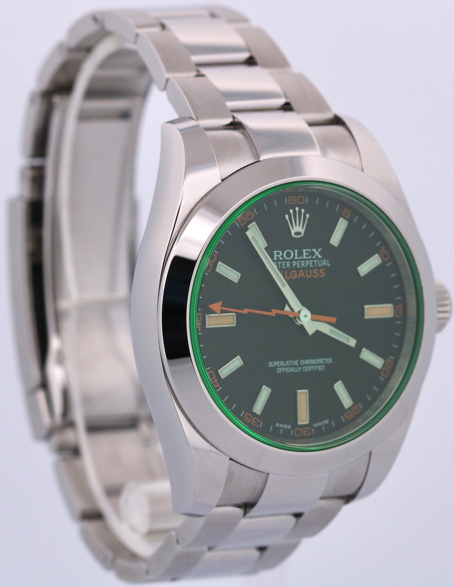 2023 PAPERS Rolex Milgauss BLACK Green Crystal 40mm Stainless 116400 GV BOX