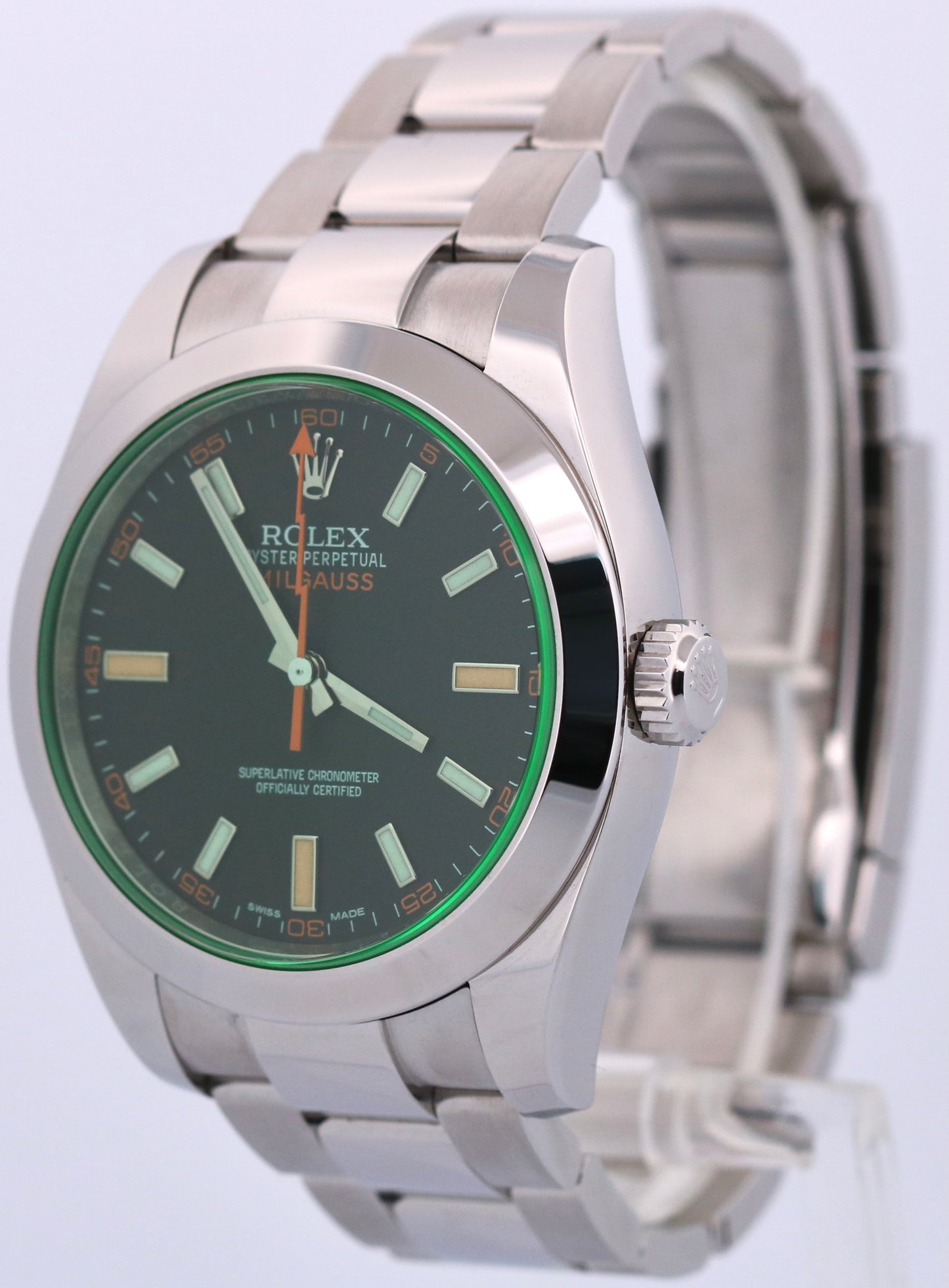 2023 PAPERS Rolex Milgauss BLACK Green Crystal 40mm Stainless 116400 GV BOX