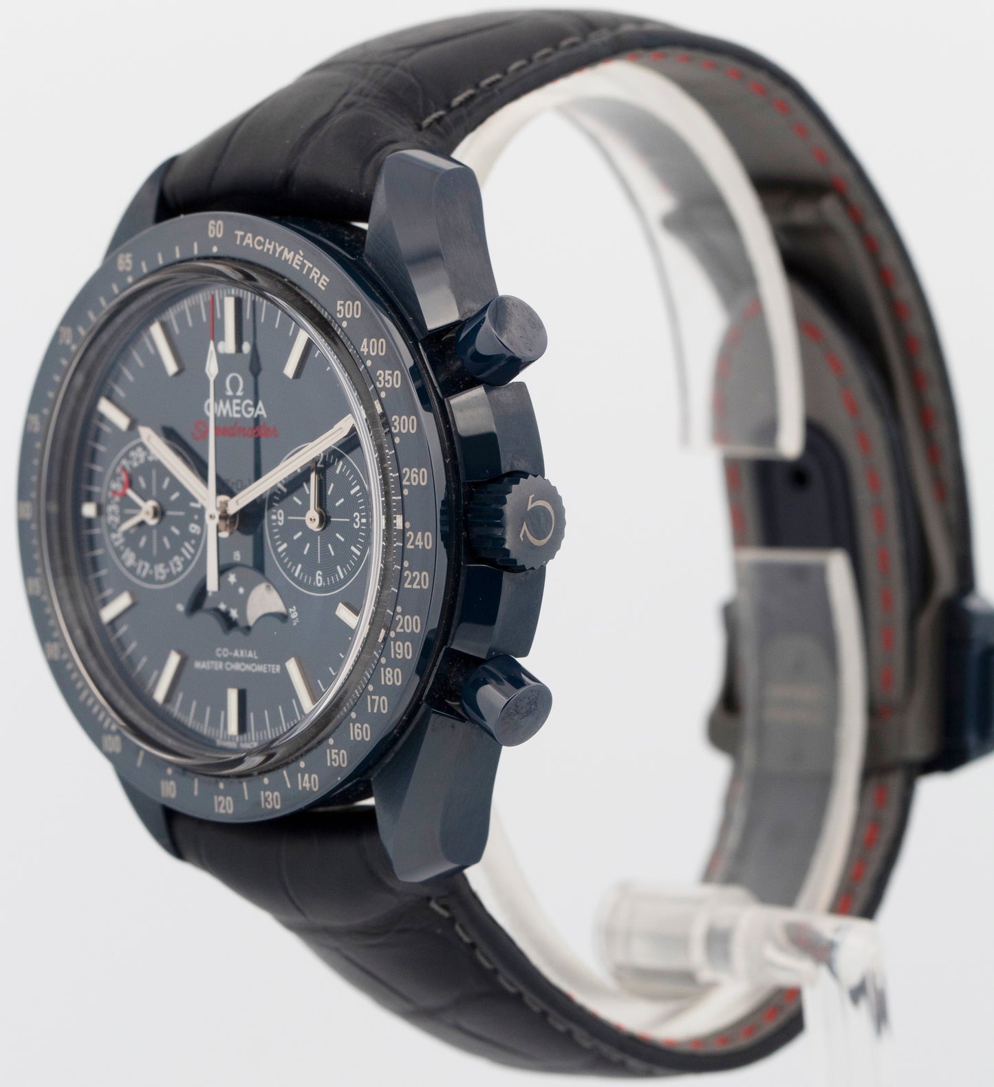 PAPERS Omega Speedmaster BLUE Ceramic 304.93.44.52.03.001 Leather Moonphase BOX
