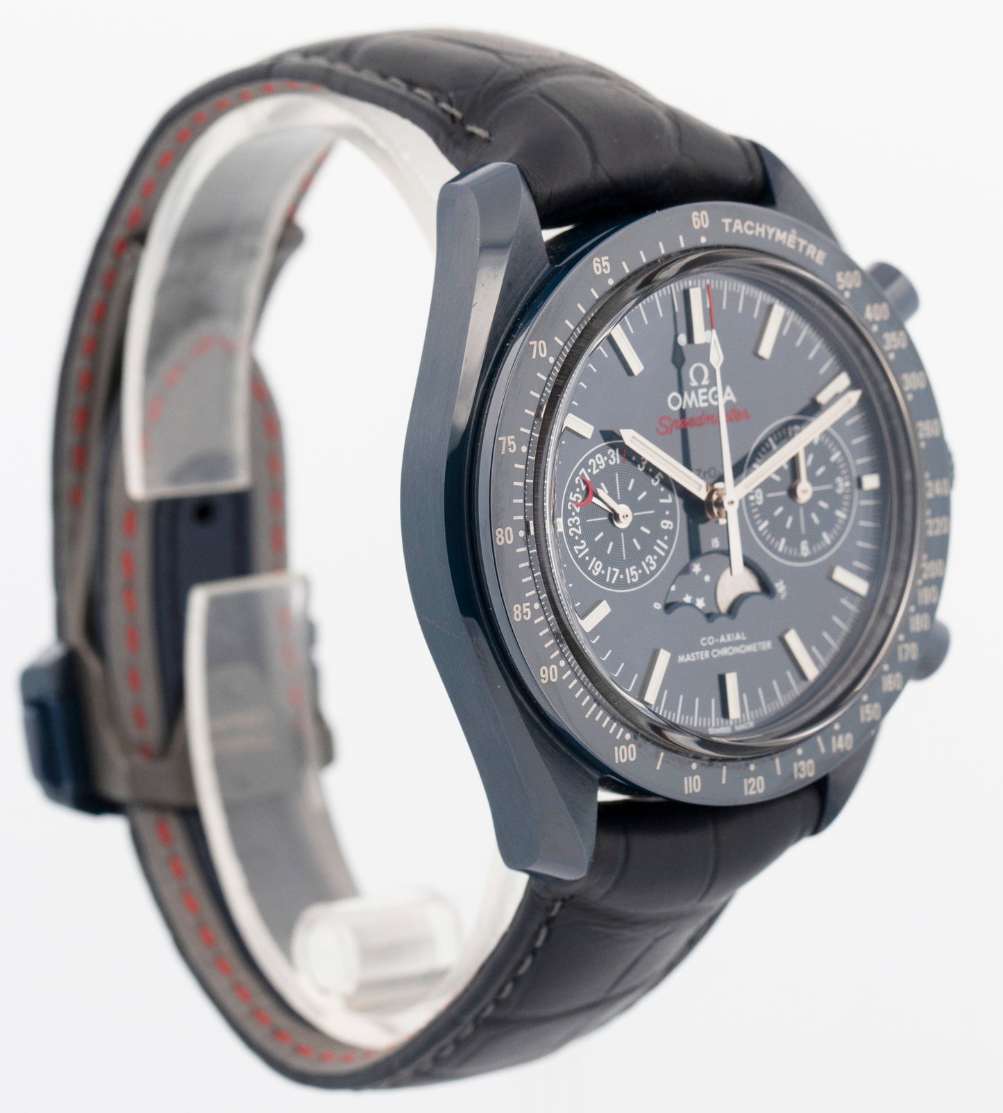 PAPERS Omega Speedmaster BLUE Ceramic 304.93.44.52.03.001 Leather Moonphase BOX