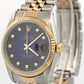 Rolex DateJust 36mm BLUE DIAMOND VIGNETTE Two-Tone 18K Gold Steel JUBILEE 16233