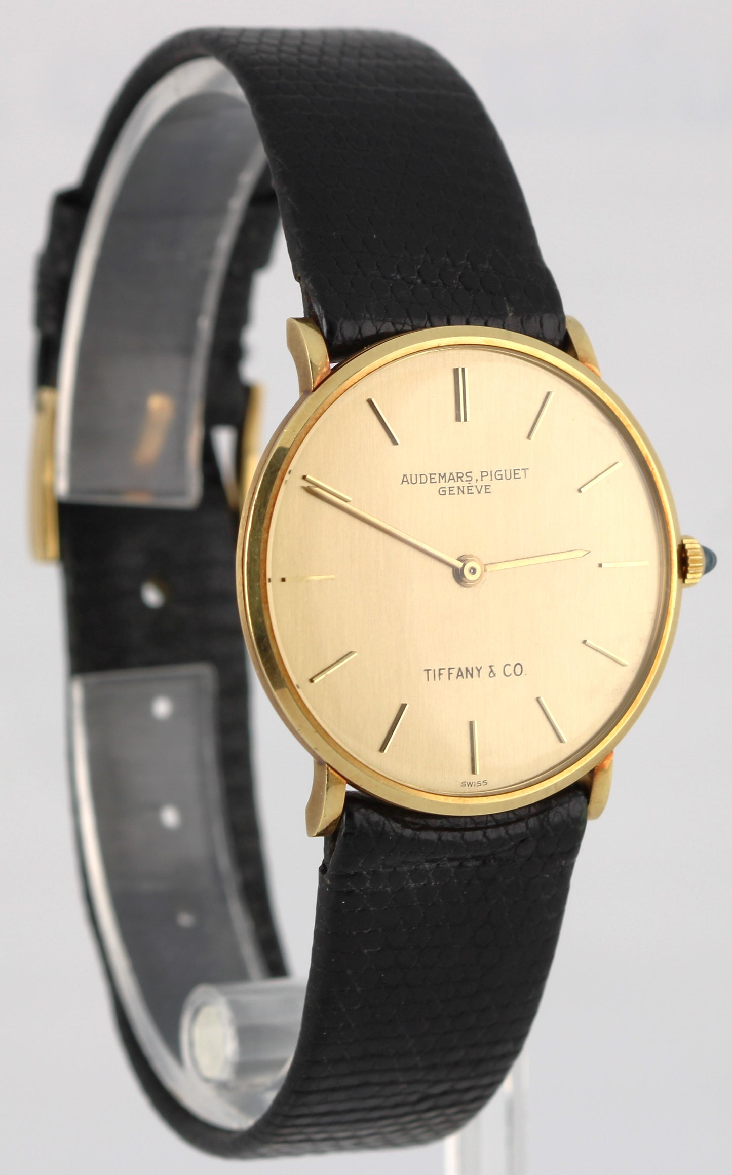 VINTAGE Audemars Piguet Tiffany & Co 18k Yellow Gold 31.5mm Leather Watch