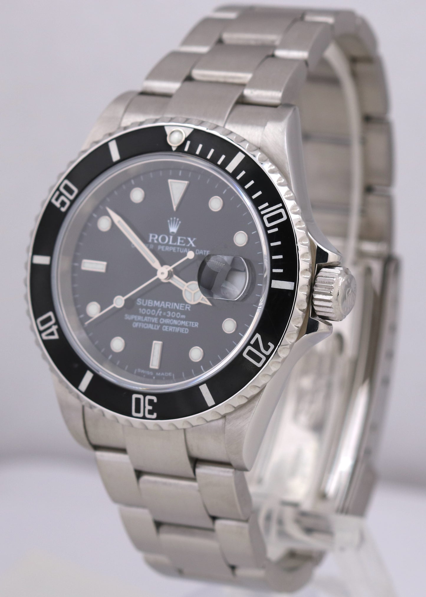 Rolex Submariner Date  Stainless Steel NO-HOLES Black 40mm 16610T Watch