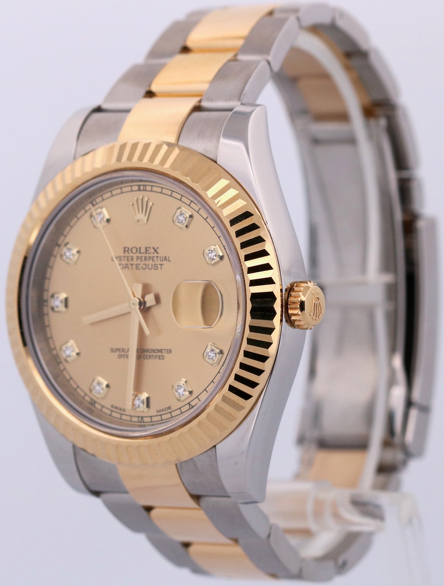 2015 PAPERS Rolex Datejust II CHAMPAGNE DIAMOND Steel 18K OYSTER 41mm 116333 BOX