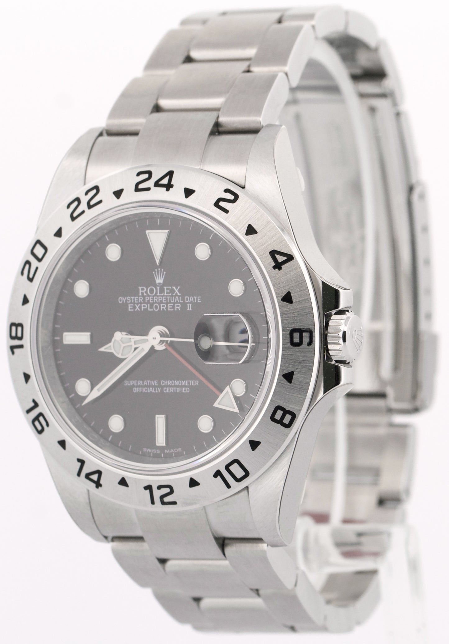 NOS STICKERED Rolex Explorer II 40mm BLACK REHAUT Steel 3186 Watch 16570 BOX