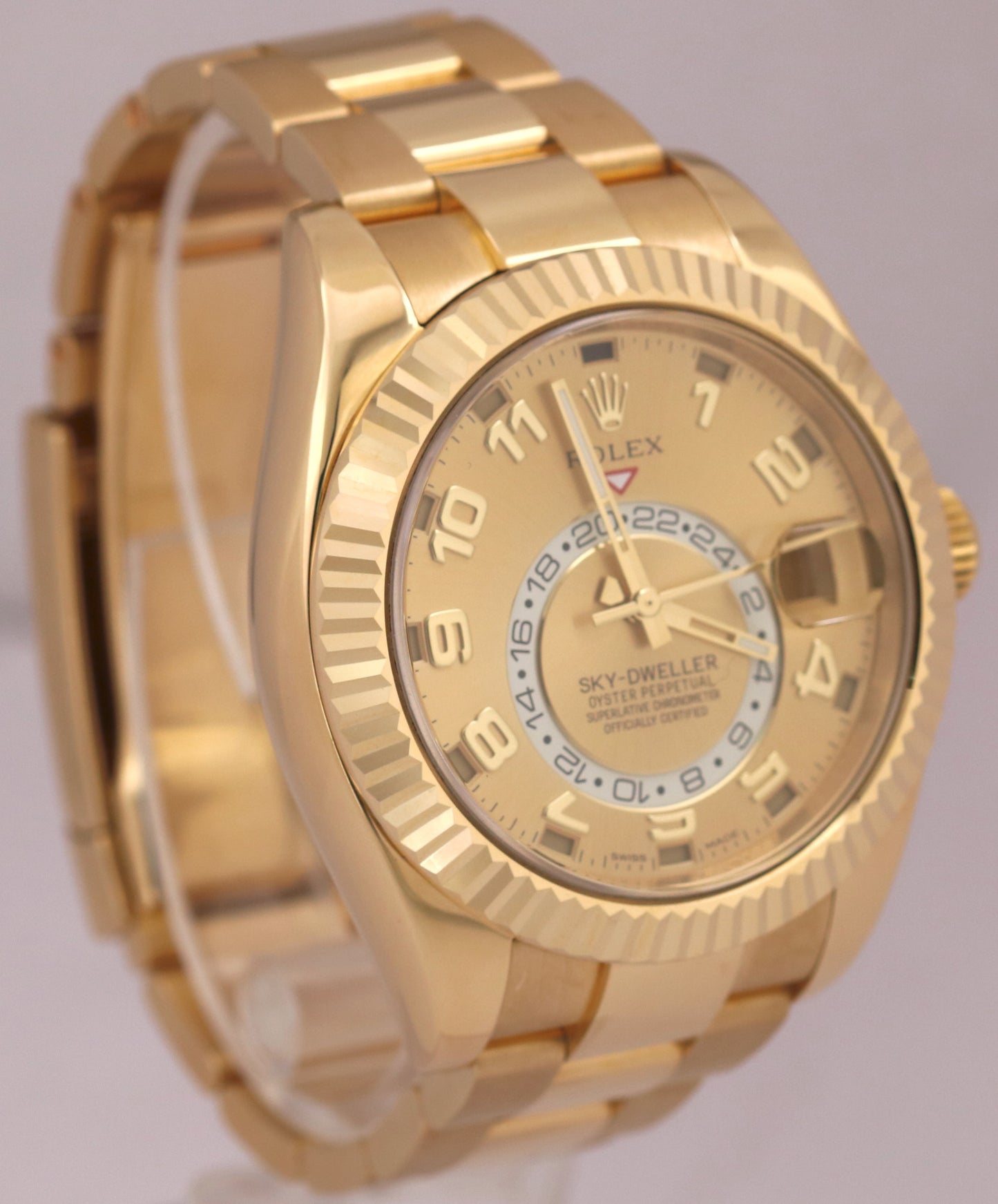 MINT Rolex Sky-Dweller CHAMPAGNE ARABIC 18K Yellow Gold Oyster 42mm 326938 BOX