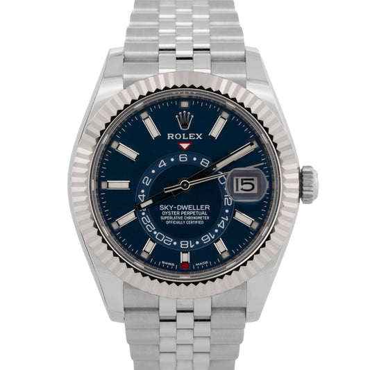 2021 PAPERS Rolex Sky-Dweller BLUE Stainless Steel JUBILEE 42mm 326934 Watch BOX