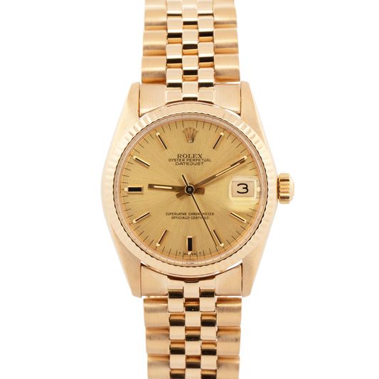 Rolex DateJust President 31mm Champagne Jubilee 18K Yellow Gold 6827 Watch