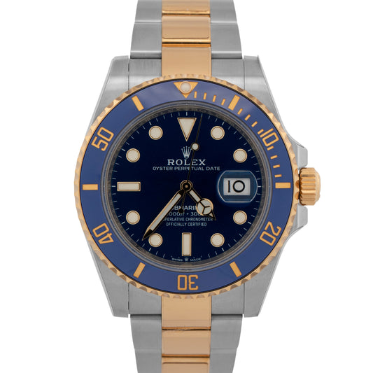 2022 PAPERS Rolex Submariner Date BLUE Two-Tone Gold 41mm 126613 LB Watch BOX