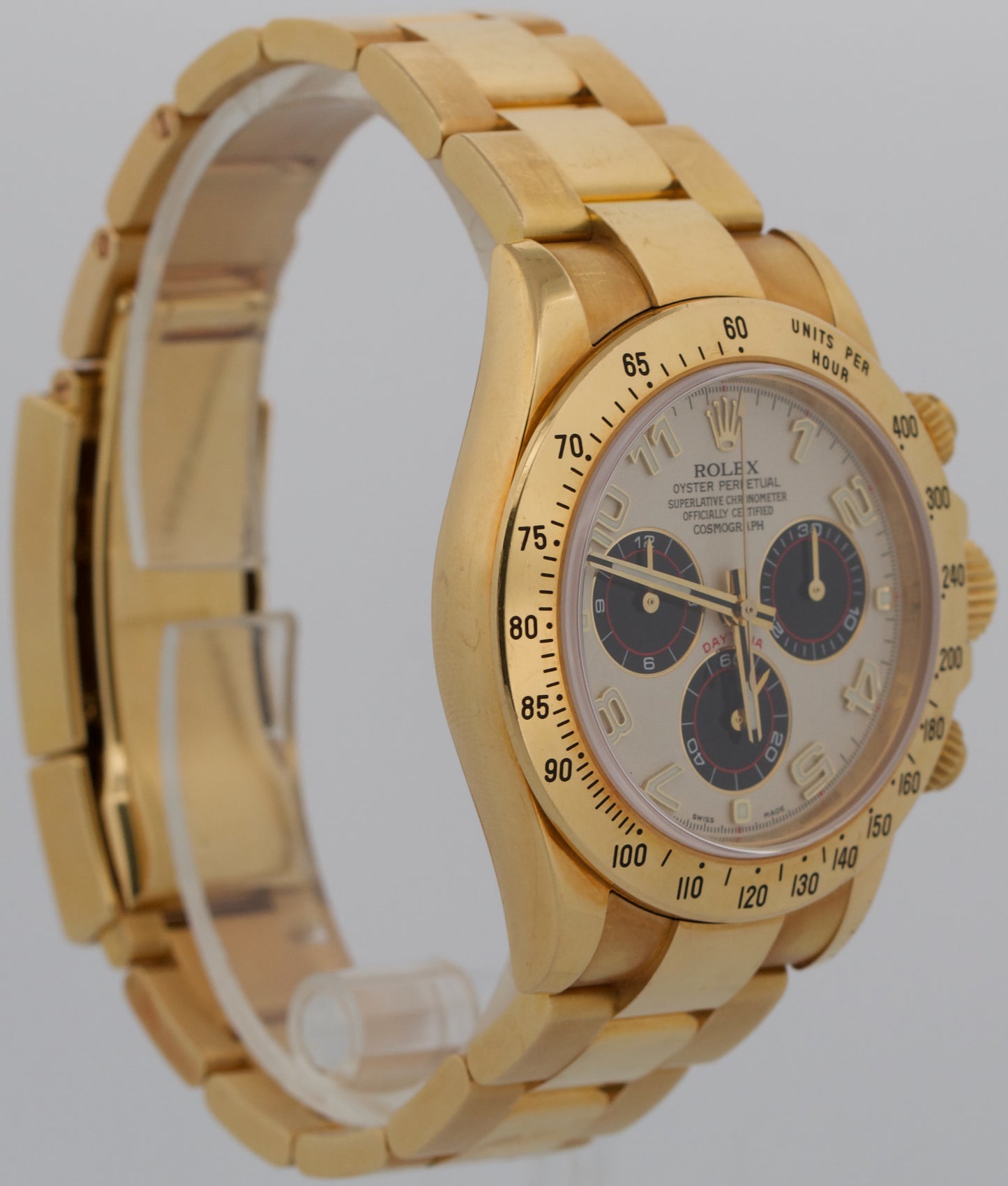 UNPOLISHED 2014 PAPERS Rolex Daytona Cosmograph PANDA 18K Gold 40mm 116528 BOX