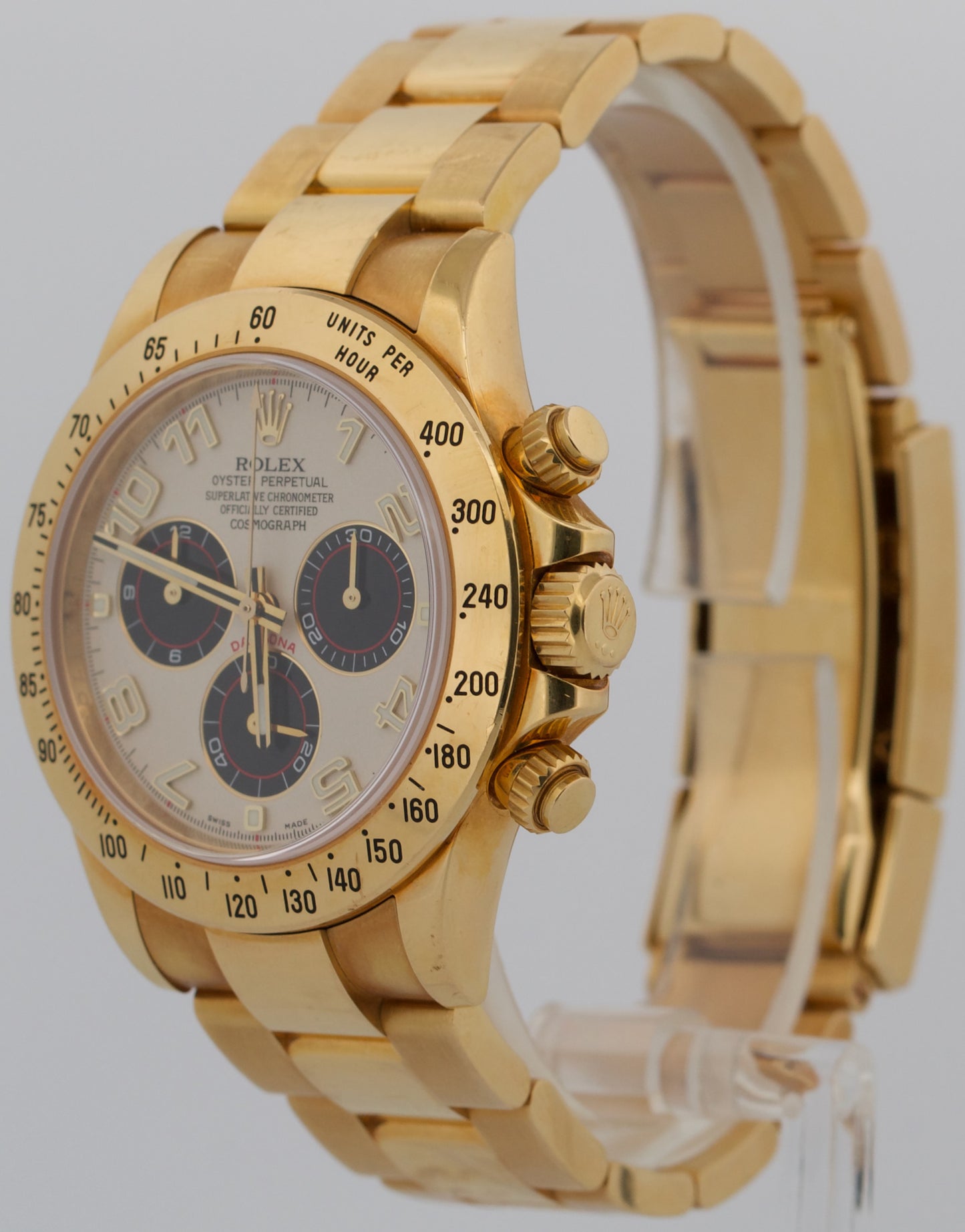 UNPOLISHED 2014 PAPERS Rolex Daytona Cosmograph PANDA 18K Gold 40mm 116528 BOX