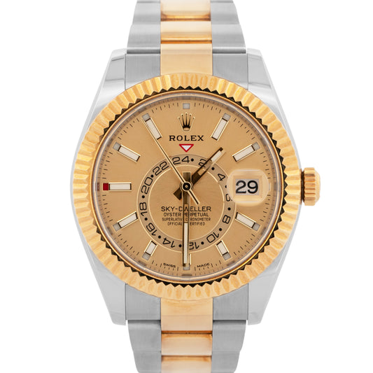 2019 PAPERS Rolex Sky-Dweller CHAMPAGNE Two-Tone Gold 42mm 326933 Watch BOX