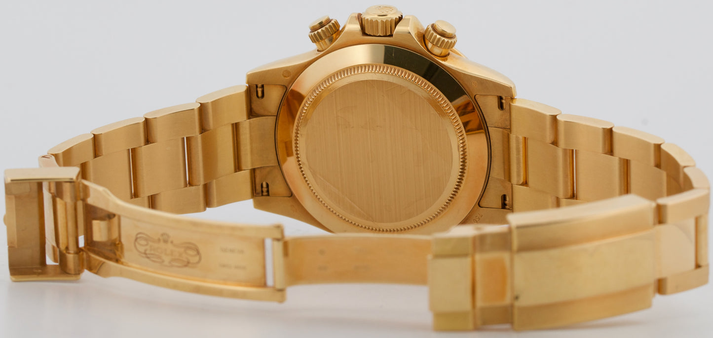 UNPOLISHED 2014 PAPERS Rolex Daytona Cosmograph PANDA 18K Gold 40mm 116528 BOX