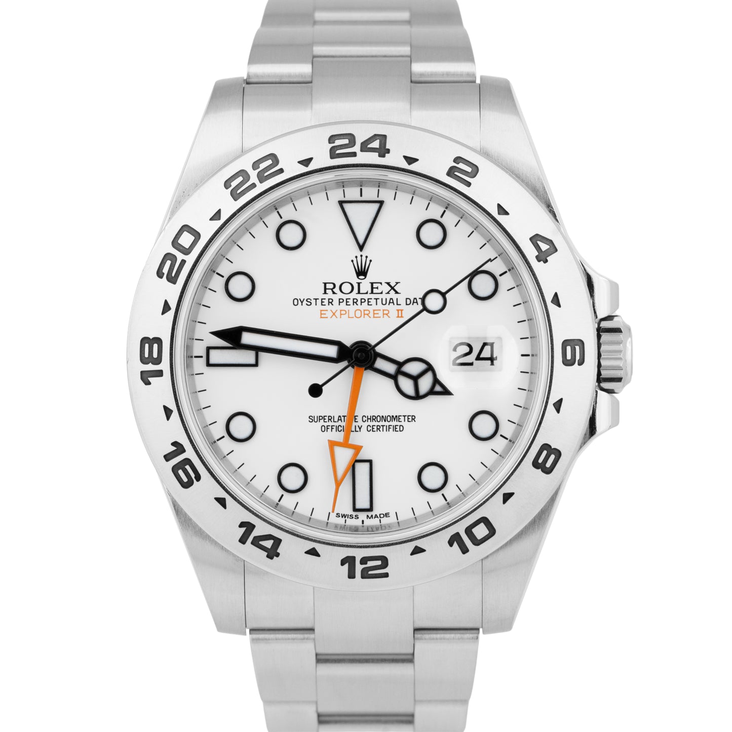 2019 Rolex Explorer II PAPERS 42mm 216570 White Orange Steel GMT Date Watch B+P